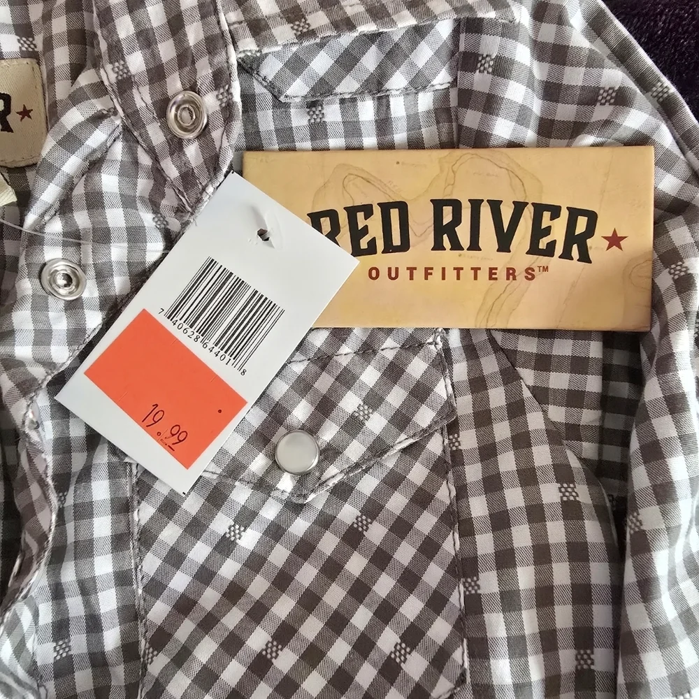 Red River Western Pearl Snap Button Classic Checkered Kids One Piece NWT